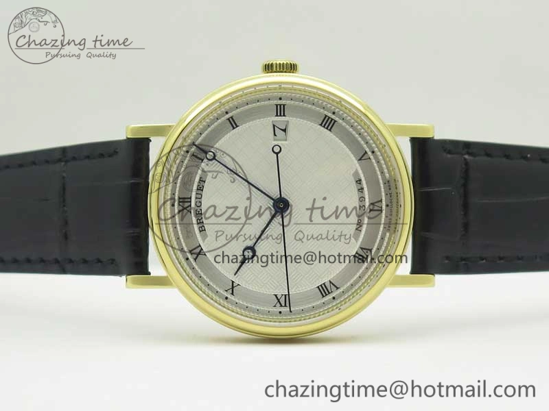 Classique Auto 5177 YG FK 1:1 Best Edition White Plaid Textured Dial on Black Leather Strap MIYOTA 9015