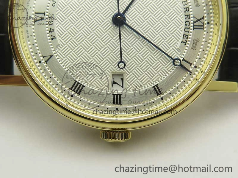 Classique Auto 5177 YG FK 1:1 Best Edition White Plaid Textured Dial on Black Leather Strap MIYOTA 9015