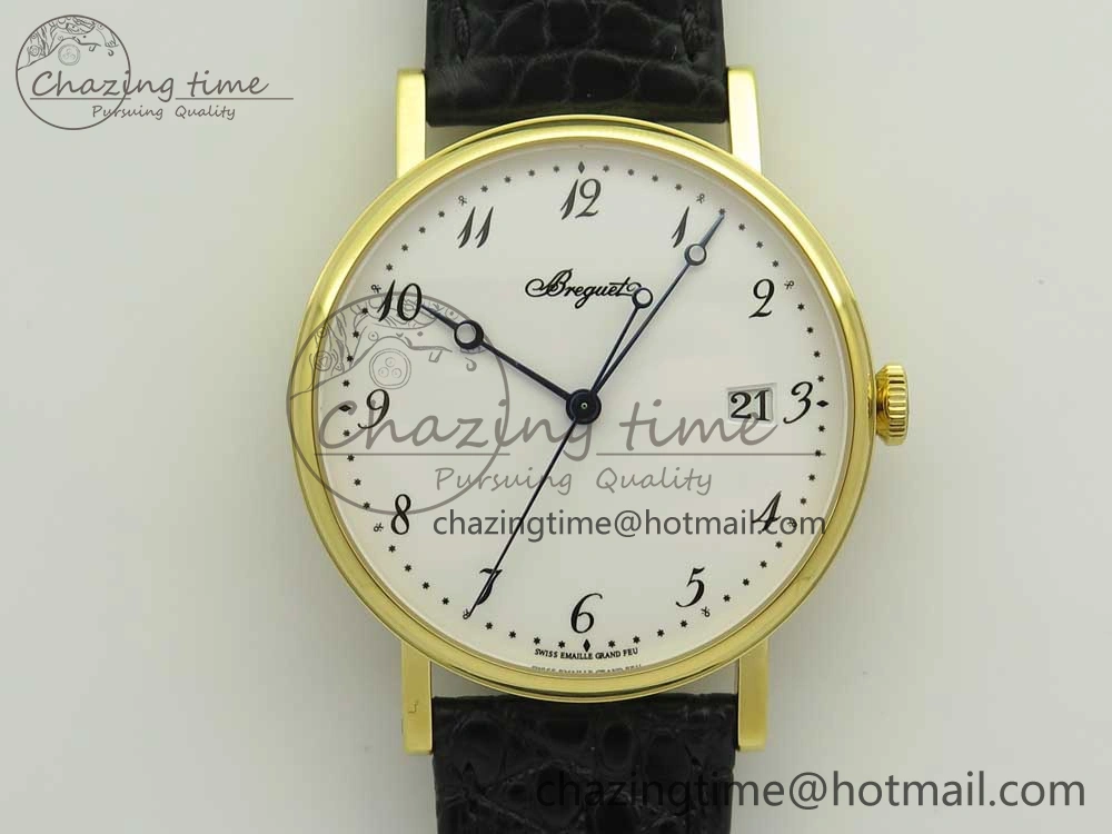 Classique Auto 5177 YG MK 1:1 Best Edition White Dial On Black Leather Strap A777Q V2