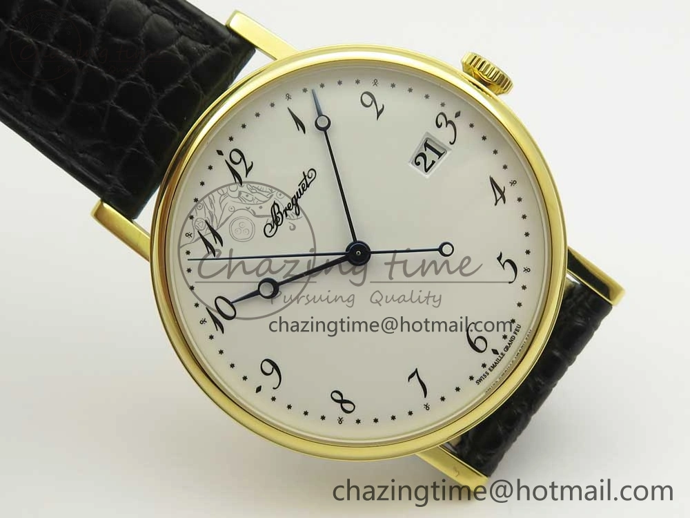 Classique Auto 5177 YG MK 1:1 Best Edition White Dial On Black Leather Strap A777Q V2