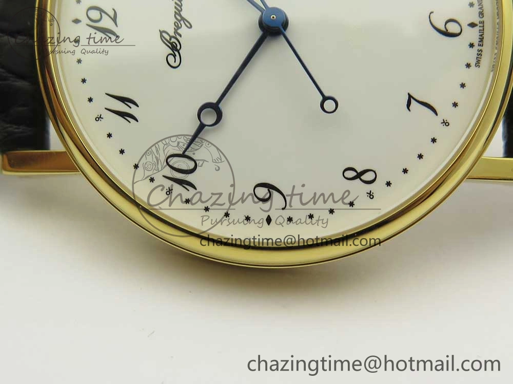 Classique Auto 5177 YG MK 1:1 Best Edition White Dial On Black Leather Strap A777Q V2