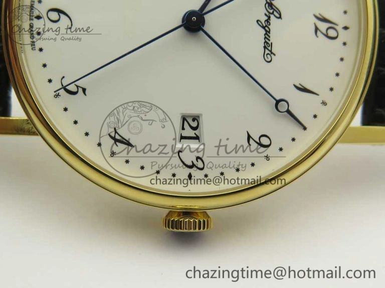 Classique Auto 5177 YG MK 1:1 Best Edition White Dial On Black Leather Strap A777Q V2
