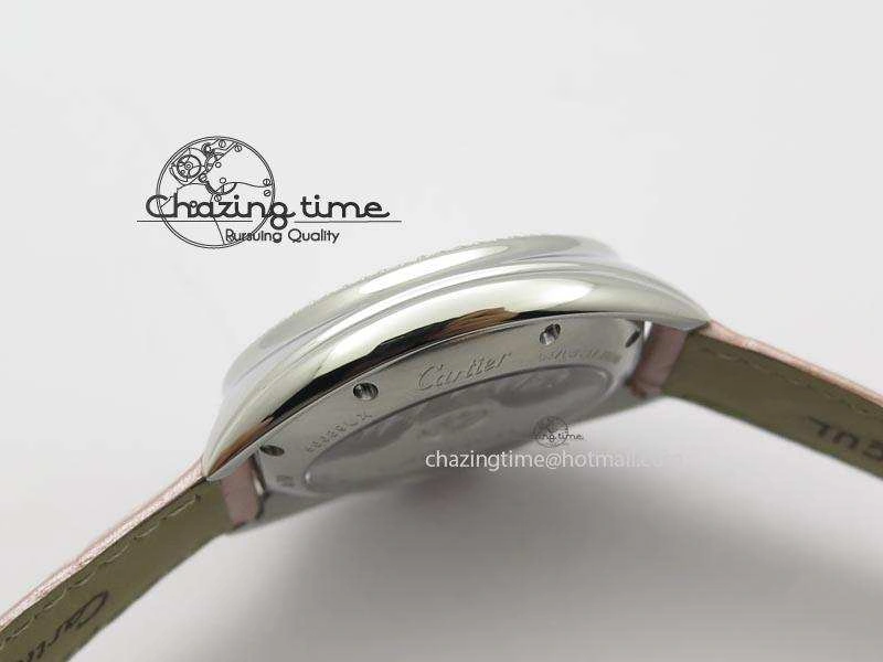 Cle de Cartier 35mm V6F Best Edition White Textured Dial ( Diamond Bezel) On Leather Strap MIYOTA9015