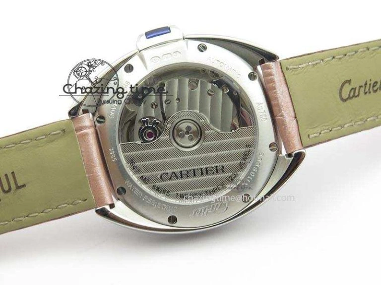 Cle de Cartier 35mm V6F Best Edition White Textured Dial ( Diamond Bezel) On Leather Strap MIYOTA9015