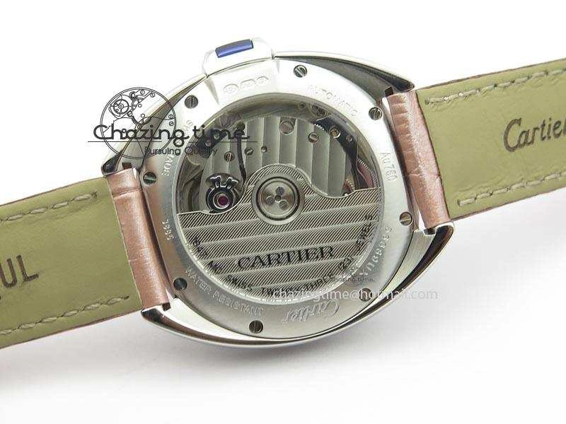 Cle de Cartier 35mm V6F Best Edition White Textured Dial ( Diamond Bezel) On Leather Strap MIYOTA9015