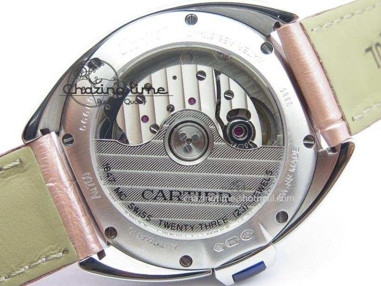 Cle de Cartier 35mm V6F Best Edition White Textured Dial ( Diamond Bezel) On Leather Strap MIYOTA9015