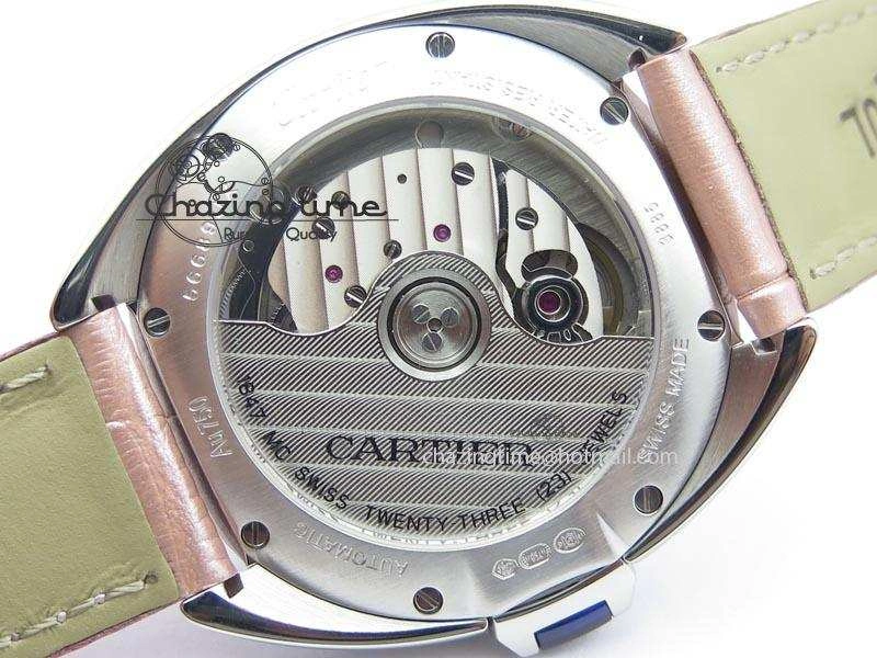 Cle de Cartier 35mm V6F Best Edition White Textured Dial ( Diamond Bezel) On Leather Strap MIYOTA9015