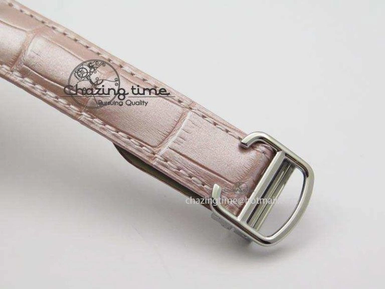Cle de Cartier 35mm V6F Best Edition White Textured Dial ( Diamond Bezel) On Leather Strap MIYOTA9015