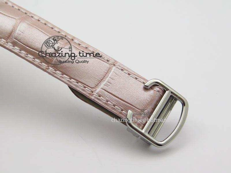 Cle de Cartier 35mm V6F Best Edition White Textured Dial ( Diamond Bezel) On Leather Strap MIYOTA9015