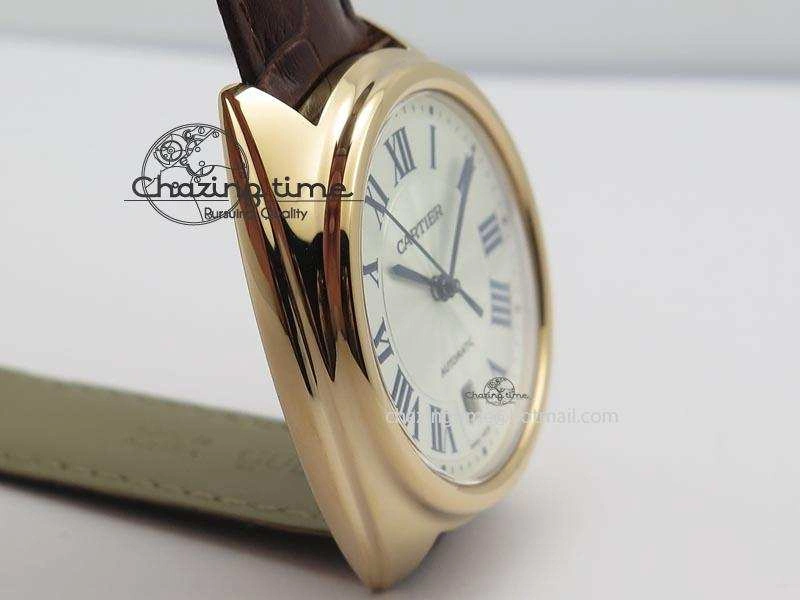 Cle de Cartier RG 35mm V6F Best Edition White Textured Dial On Deep Brown Leather Strap MIYOTA9015