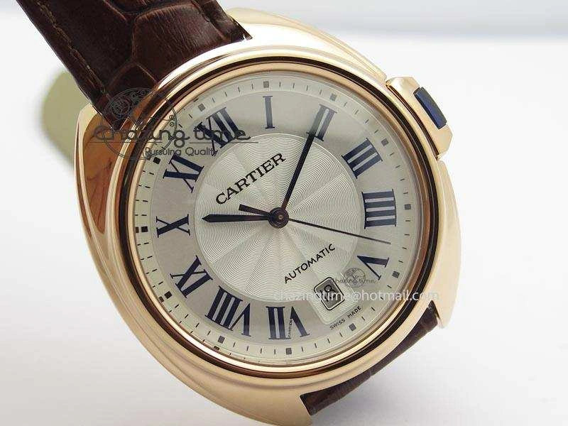 Cle de Cartier RG 35mm V6F Best Edition White Textured Dial On Deep Brown Leather Strap MIYOTA9015