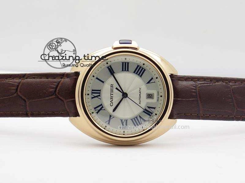 Cle de Cartier RG 35mm V6F Best Edition White Textured Dial On Deep Brown Leather Strap MIYOTA9015