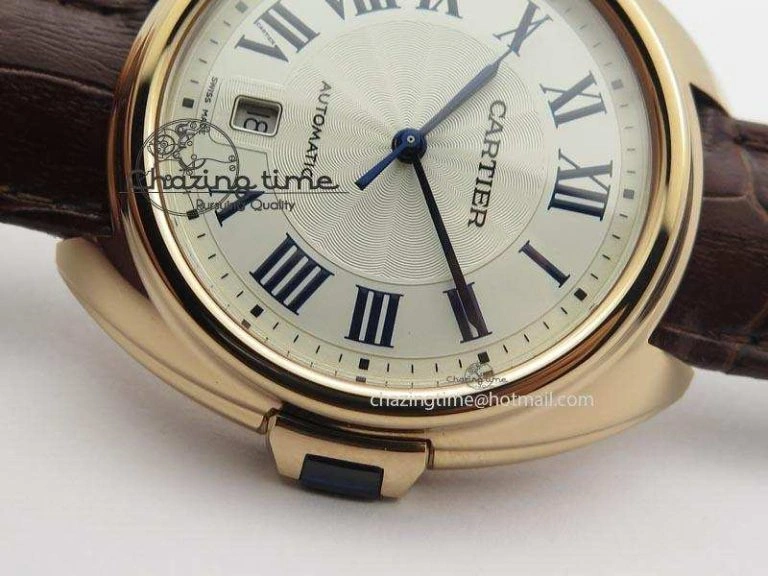 Cle de Cartier RG 35mm V6F Best Edition White Textured Dial On Deep Brown Leather Strap MIYOTA9015