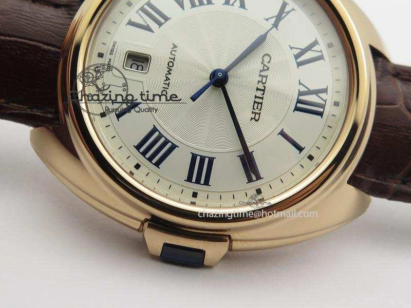 Cle de Cartier RG 35mm V6F Best Edition White Textured Dial On Deep Brown Leather Strap MIYOTA9015