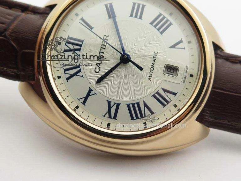 Cle de Cartier RG 35mm V6F Best Edition White Textured Dial On Deep Brown Leather Strap MIYOTA9015