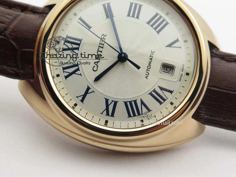 Cle de Cartier RG 35mm V6F Best Edition White Textured Dial On Deep Brown Leather Strap MIYOTA9015