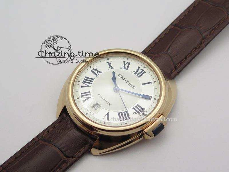 Cle de Cartier RG 35mm V6F Best Edition White Textured Dial On Deep Brown Leather Strap MIYOTA9015