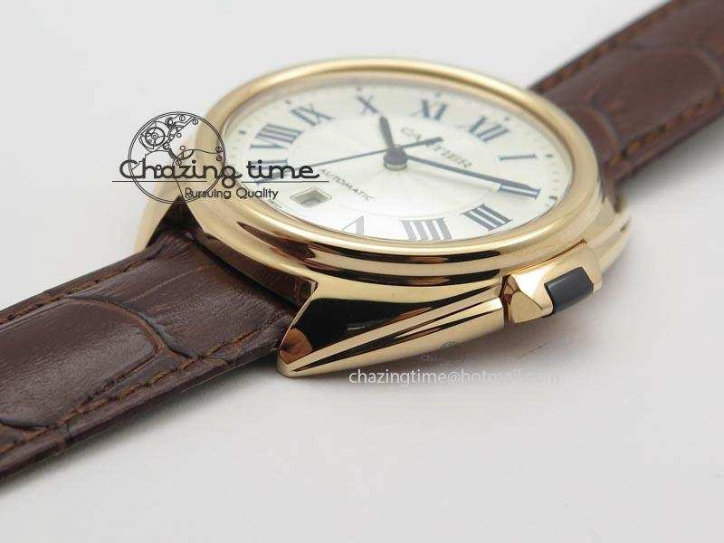 Cle de Cartier RG 35mm V6F Best Edition White Textured Dial On Deep Brown Leather Strap MIYOTA9015