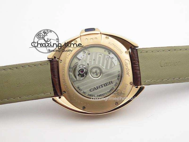 Cle de Cartier RG 35mm V6F Best Edition White Textured Dial On Deep Brown Leather Strap MIYOTA9015