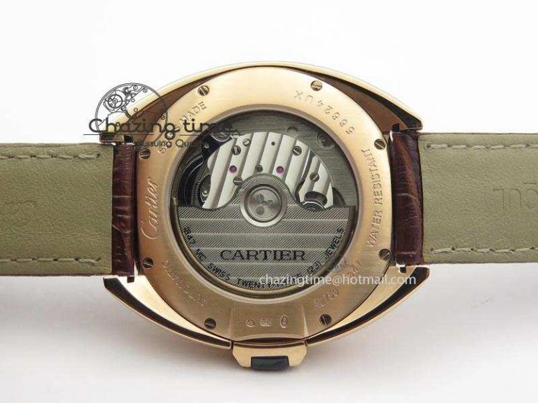 Cle de Cartier RG 35mm V6F Best Edition White Textured Dial On Deep Brown Leather Strap MIYOTA9015