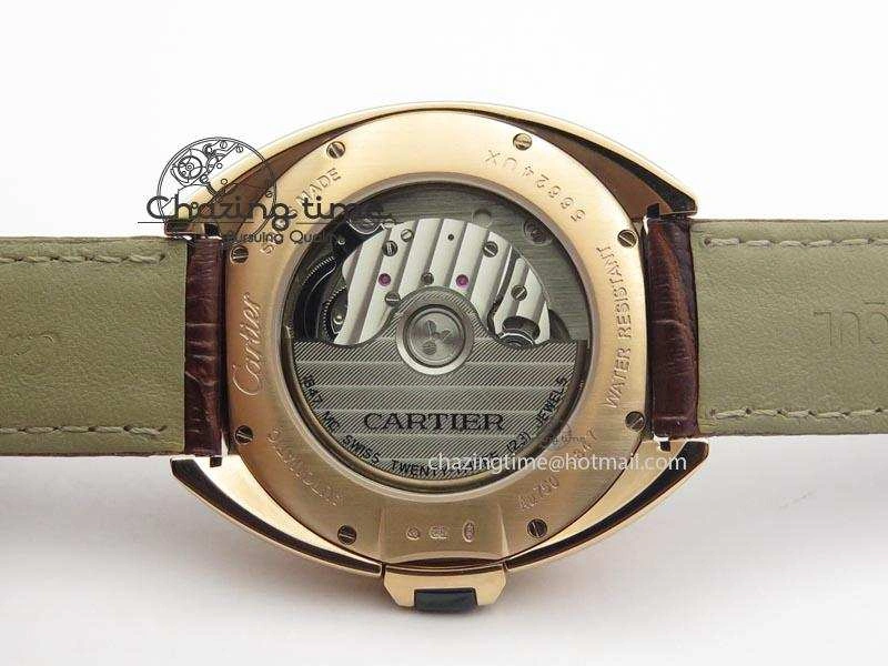 Cle de Cartier RG 35mm V6F Best Edition White Textured Dial On Deep Brown Leather Strap MIYOTA9015