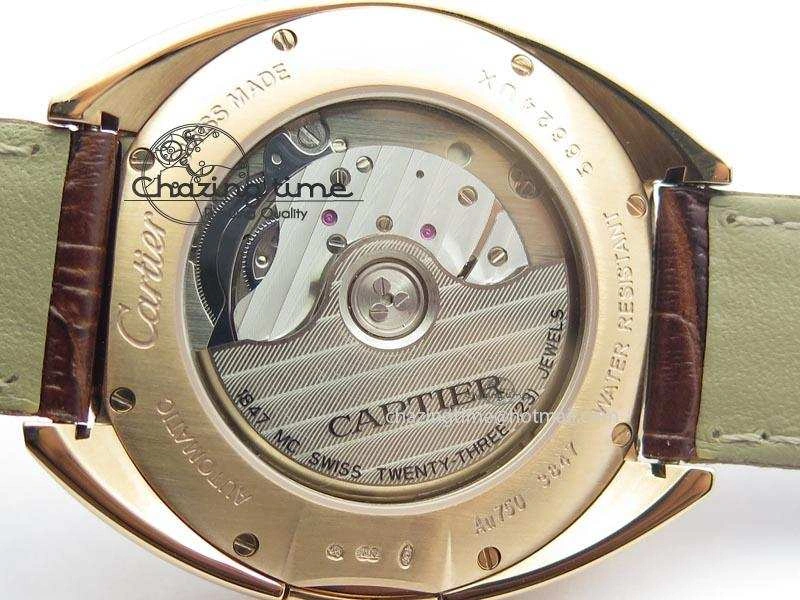 Cle de Cartier RG 35mm V6F Best Edition White Textured Dial On Deep Brown Leather Strap MIYOTA9015