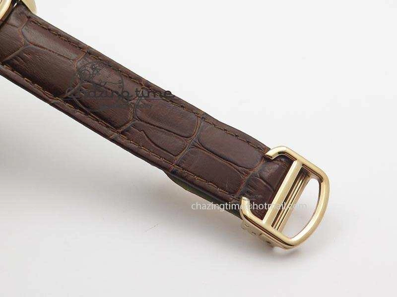 Cle de Cartier RG 35mm V6F Best Edition White Textured Dial On Deep Brown Leather Strap MIYOTA9015