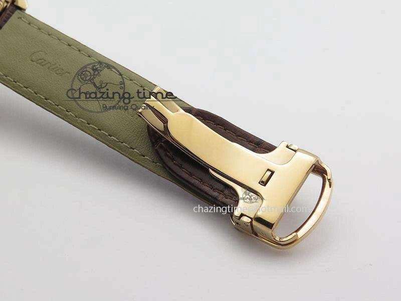 Cle de Cartier RG 35mm V6F Best Edition White Textured Dial On Deep Brown Leather Strap MIYOTA9015