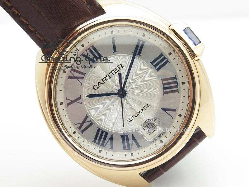 Cle de Cartier RG V6F Best Edition White Textured Dial On Brown Leather Strap MIYOTA9015