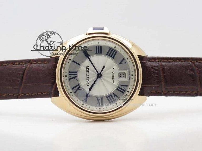 Cle de Cartier RG V6F Best Edition White Textured Dial On Brown Leather Strap MIYOTA9015