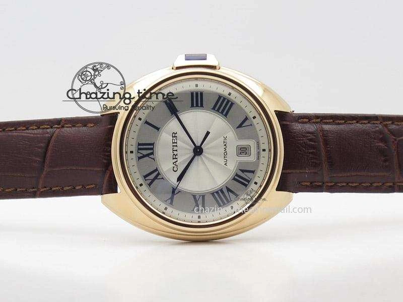 Cle de Cartier RG V6F Best Edition White Textured Dial On Brown Leather Strap MIYOTA9015