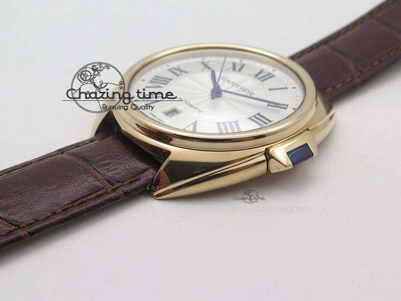 Cle de Cartier RG V6F Best Edition White Textured Dial On Brown Leather Strap MIYOTA9015