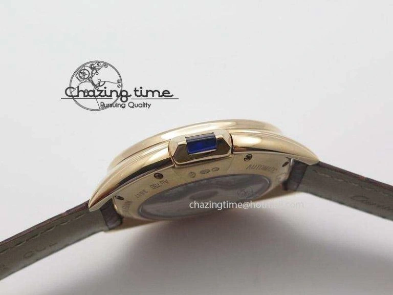 Cle de Cartier RG V6F Best Edition White Textured Dial On Brown Leather Strap MIYOTA9015