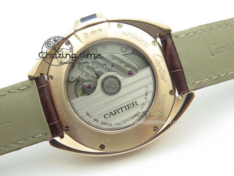 Cle de Cartier RG V6F Best Edition White Textured Dial On Brown Leather Strap MIYOTA9015