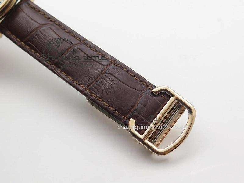 Cle de Cartier RG V6F Best Edition White Textured Dial On Brown Leather Strap MIYOTA9015
