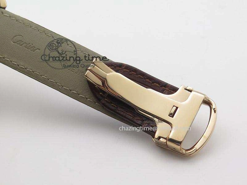 Cle de Cartier RG V6F Best Edition White Textured Dial On Brown Leather Strap MIYOTA9015