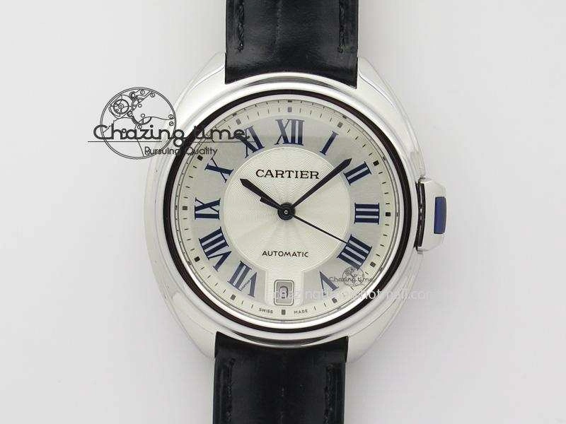 Cle de Cartier SS 35mm V6F Best Edition White Textured Dial On Black Leather Strap MIYOTA9015