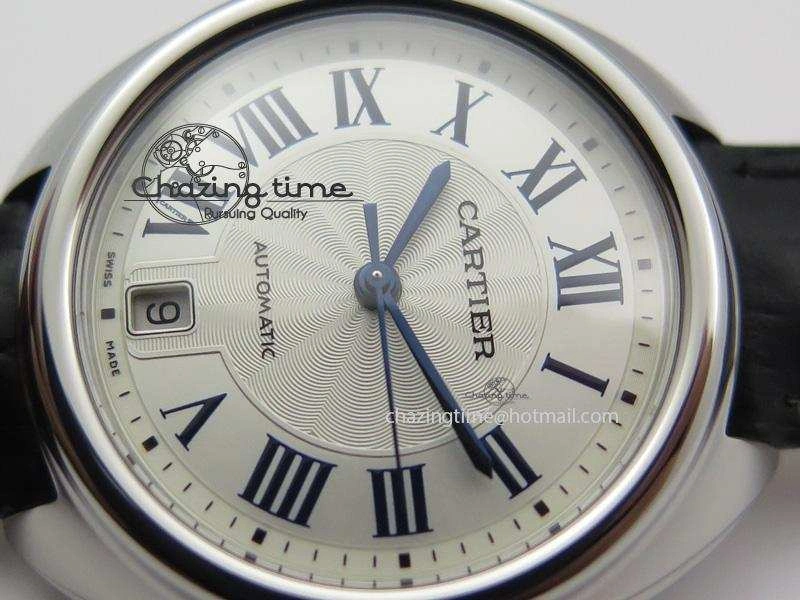 Cle de Cartier SS 35mm V6F Best Edition White Textured Dial On Black Leather Strap MIYOTA9015