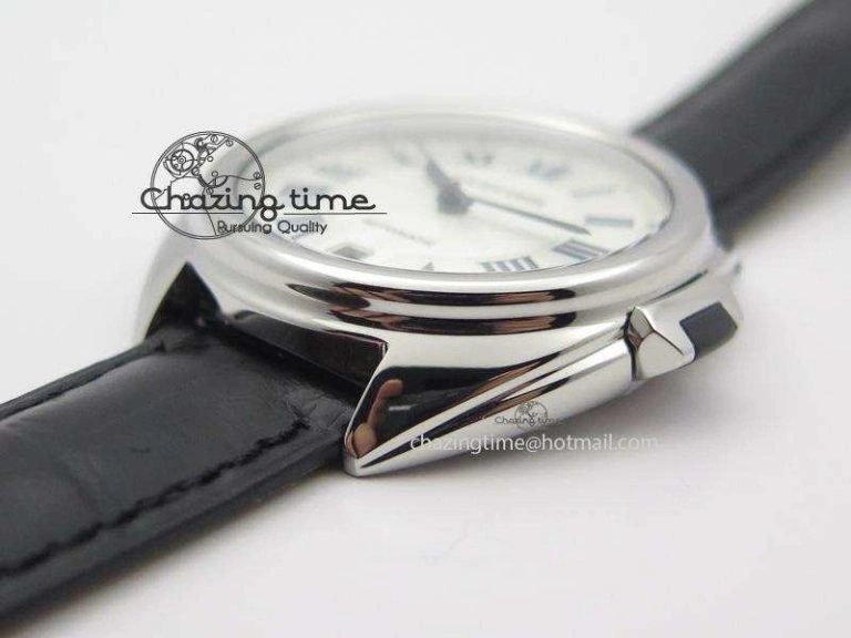 Cle de Cartier SS 35mm V6F Best Edition White Textured Dial On Black Leather Strap MIYOTA9015