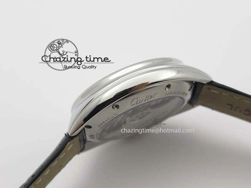 Cle de Cartier SS 35mm V6F Best Edition White Textured Dial On Black Leather Strap MIYOTA9015
