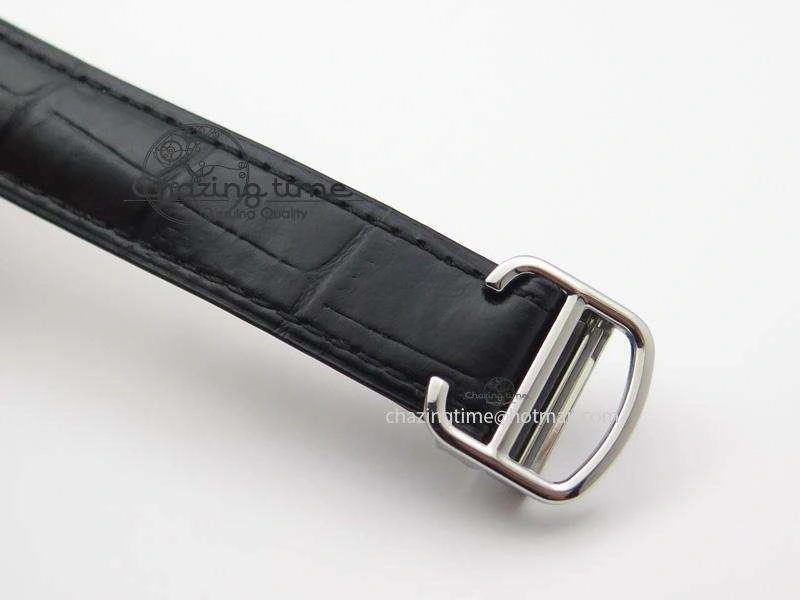 Cle de Cartier SS 35mm V6F Best Edition White Textured Dial On Black Leather Strap MIYOTA9015