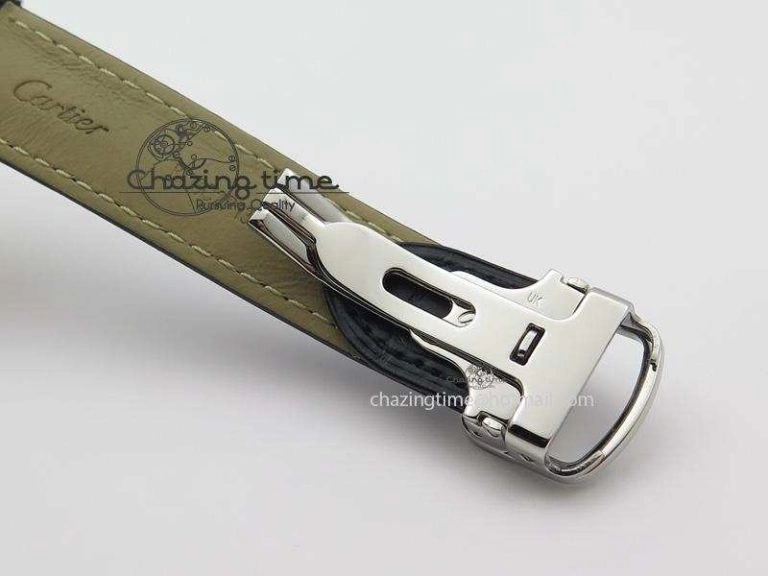 Cle de Cartier SS 35mm V6F Best Edition White Textured Dial On Black Leather Strap MIYOTA9015