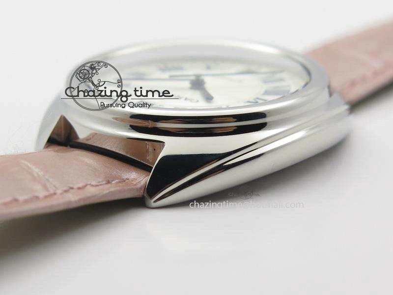 Cle de Cartier SS 35mm V6F Best Edition White Textured Dial On Pink Leather Strap MIYOTA9015