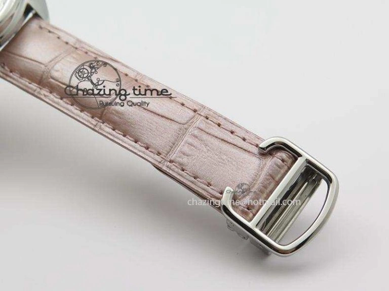 Cle de Cartier SS 35mm V6F Best Edition White Textured Dial On Pink Leather Strap MIYOTA9015