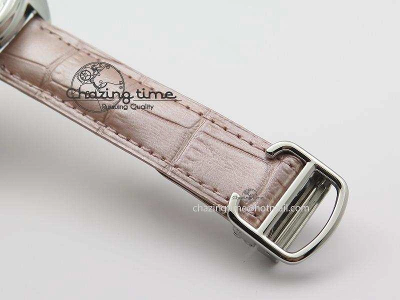 Cle de Cartier SS 35mm V6F Best Edition White Textured Dial On Pink Leather Strap MIYOTA9015