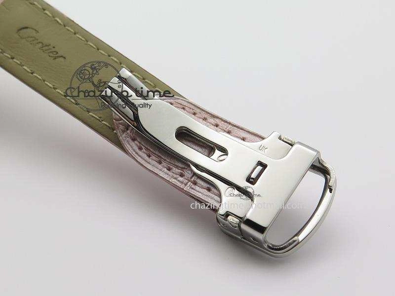 Cle de Cartier SS 35mm V6F Best Edition White Textured Dial On Pink Leather Strap MIYOTA9015