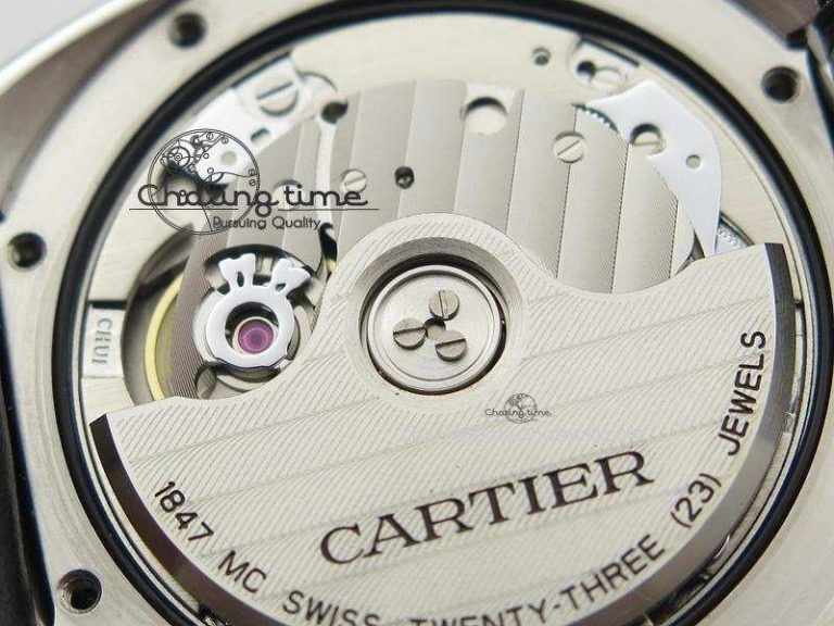 Cle de Cartier SS 35mm V6F Best Edition White Textured Dial On Purple Leather Strap MIYOTA9015