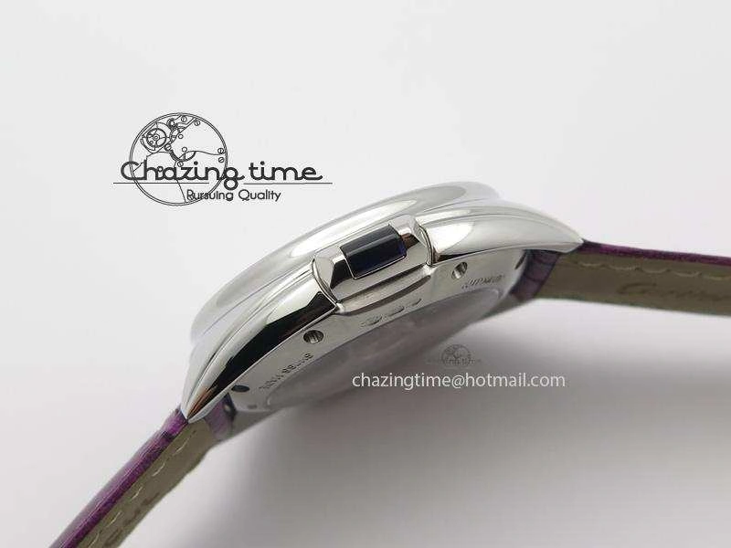 Cle de Cartier SS 35mm V6F Best Edition White Textured Dial On Purple Leather Strap MIYOTA9015