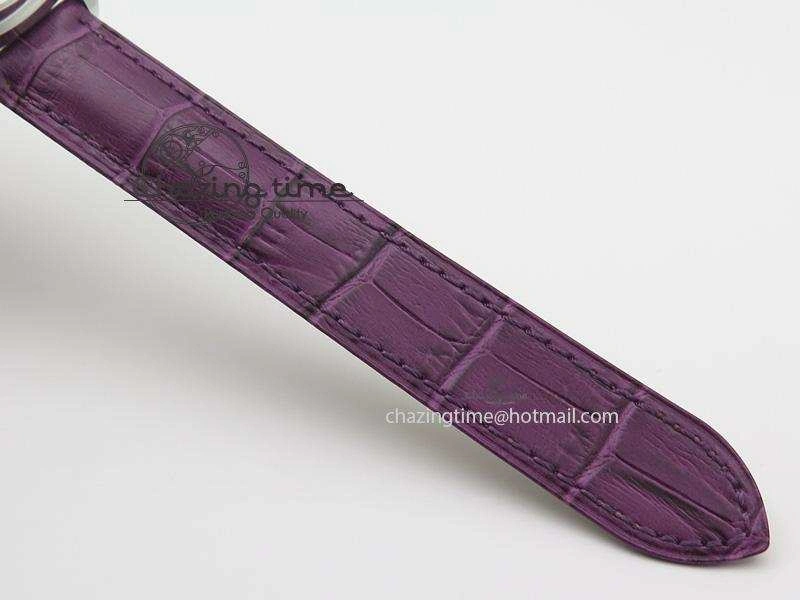 Cle de Cartier SS 35mm V6F Best Edition White Textured Dial On Purple Leather Strap MIYOTA9015