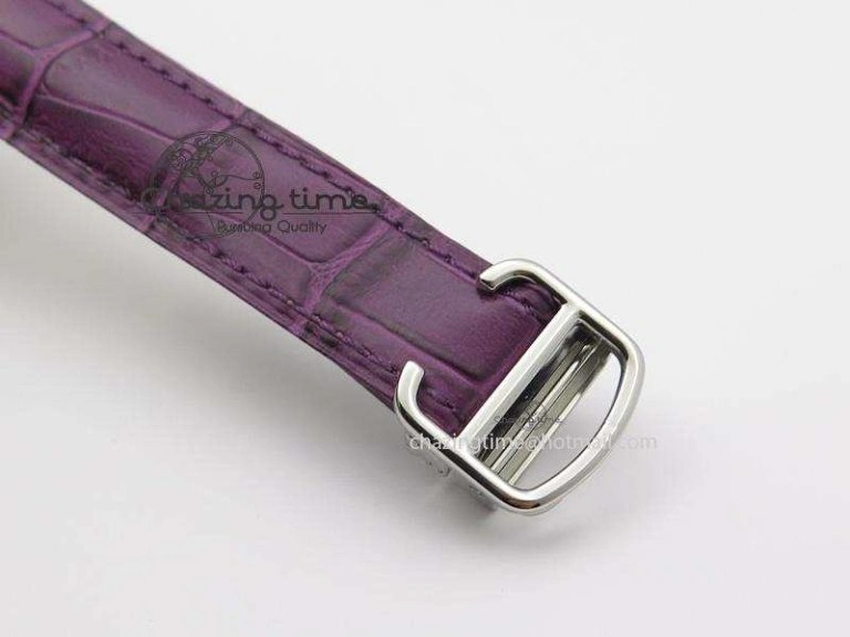 Cle de Cartier SS 35mm V6F Best Edition White Textured Dial On Purple Leather Strap MIYOTA9015